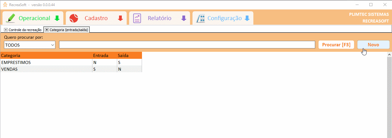Cadastro de categoria
